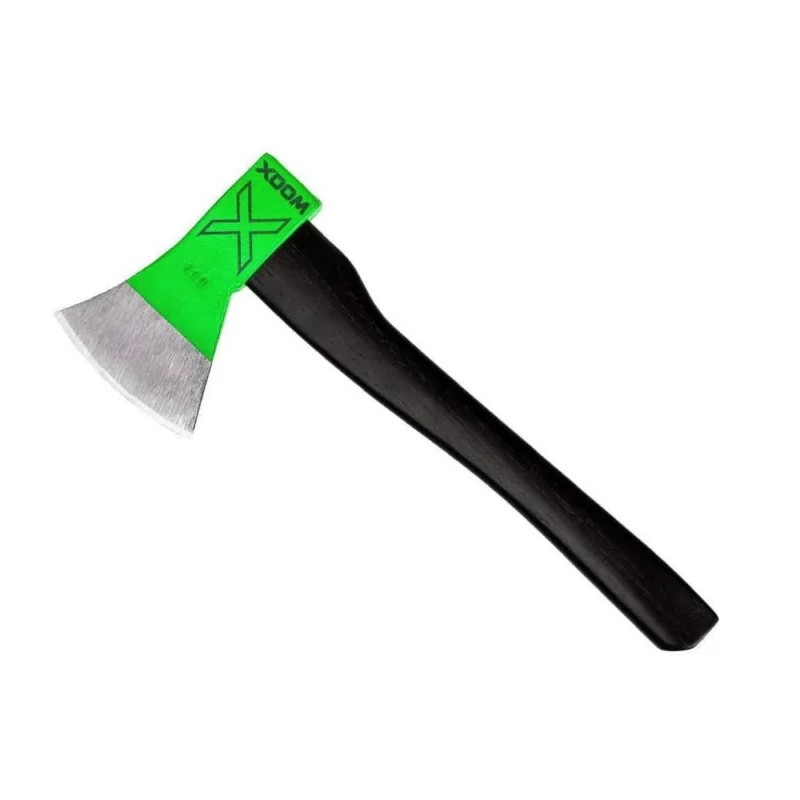 WOOX Thunderbird throwing axe in green with 14-inch hickory handle