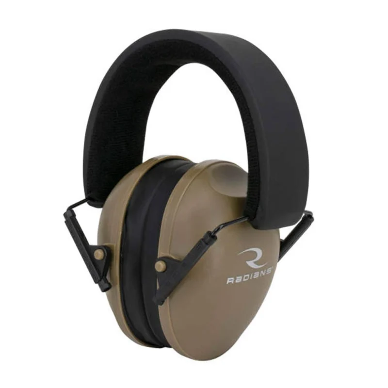 Radians Lowset Passive Ear Muff 21 dB Tan low-profile folding earmuffs