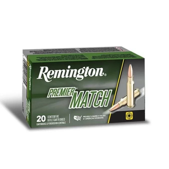 Remington Premier Match .223 Rem 77 gr MatchKing ammunition box, 20 rounds