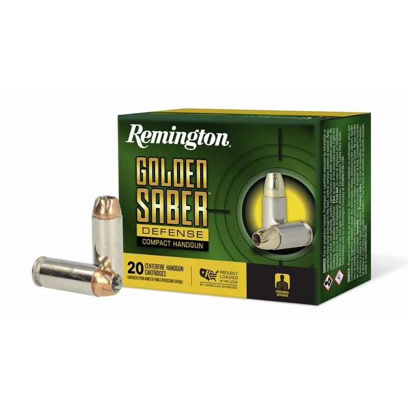 Remington Golden Saber Defense Compact 10mm Auto 180gr Brass Jacketed Hollow Point 20rd box
