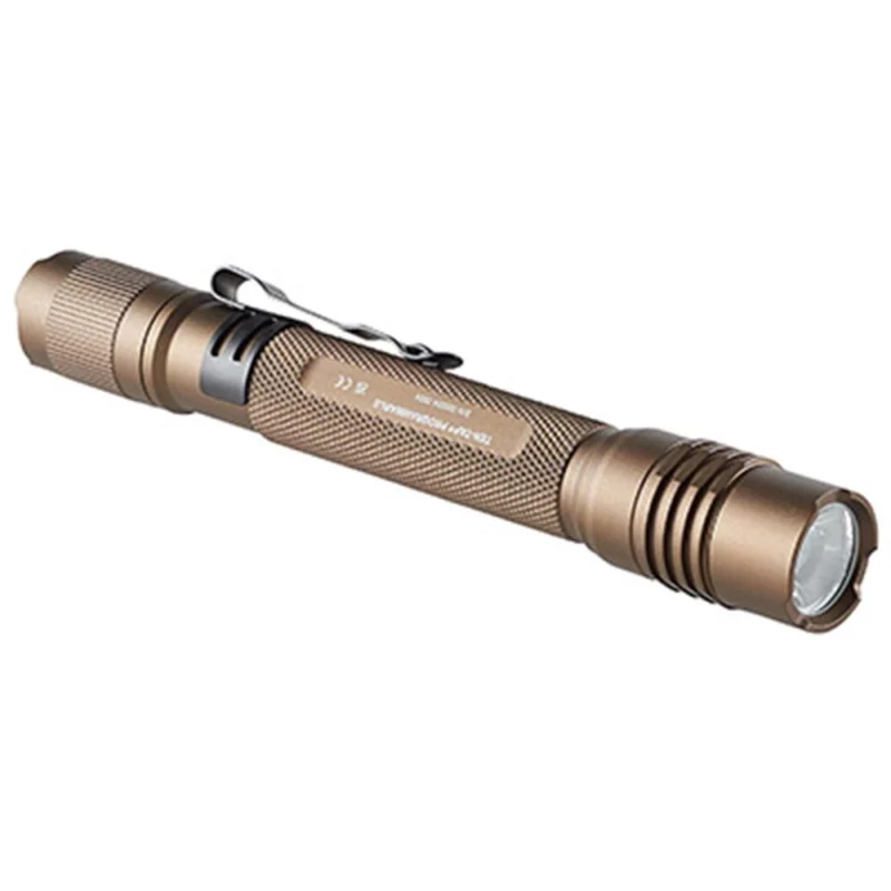 Streamlight ProTac 2AA Coyote flashlight with pocket clip and nylon holster
