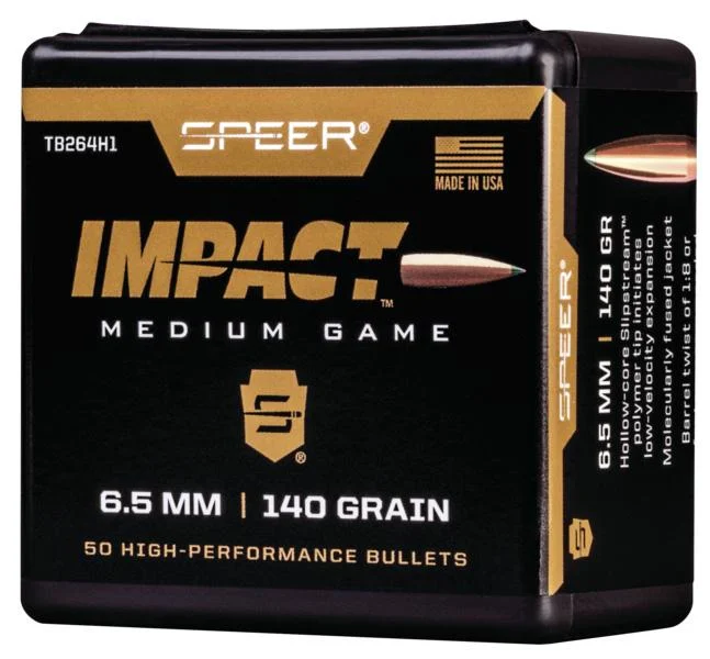 Speer Impact 6.5 Creedmoor 140 gr tipped plated reloading bullets 50 per box
