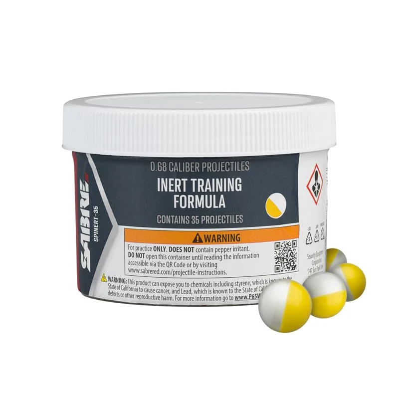 Sabre Inert Practice 0.68 Caliber Projectiles 35 count white yellow