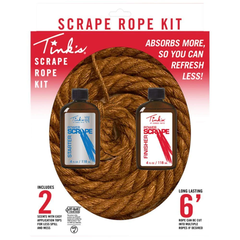 Tinks Power Scrape Rope Kit with 6 ft pre-frayed rope and two 4 fl. oz. scent bottles