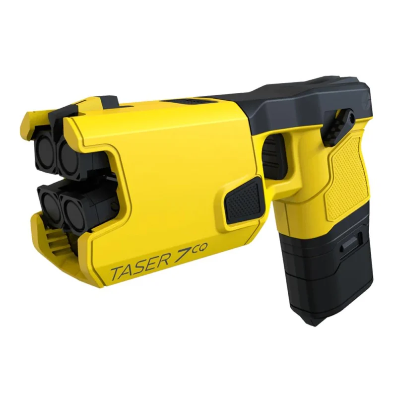 AXON TASER 7 CQ black and yellow less-lethal device with 12 ft reach