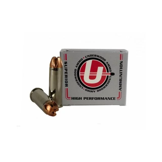 Underwood 44 Rem Mag 220gr Xtreme Penetrator ammunition box and cartridges