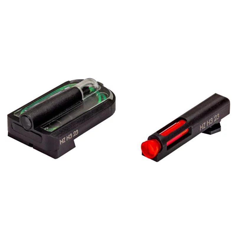 Hi‑Viz FastDot H3 red fiber‑optic front and green tritium rear sight set for Glock MOS