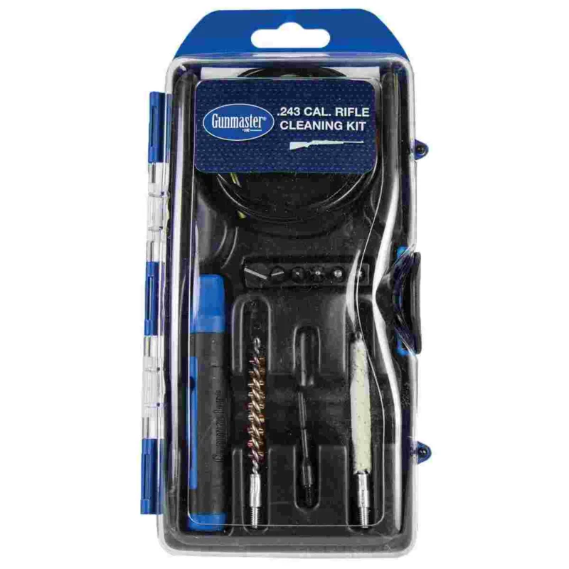DAC Technologies Gunmaster 12-piece rifle cleaning kit for .243 caliber with rod, brushes, patches, and bit set
