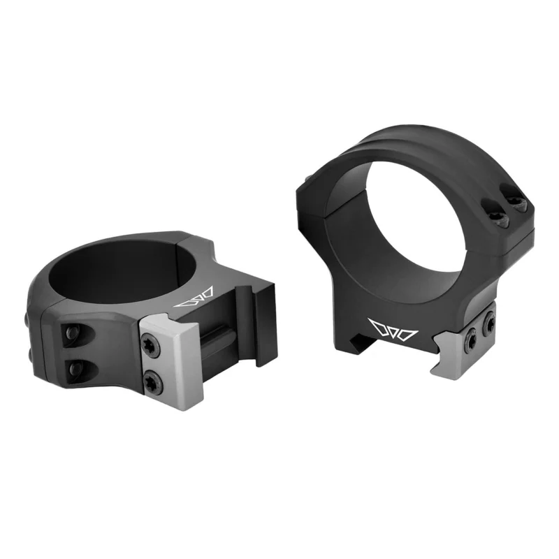 Warne HyperLite 34mm medium matte black scope rings mounted on Picatinny rail
