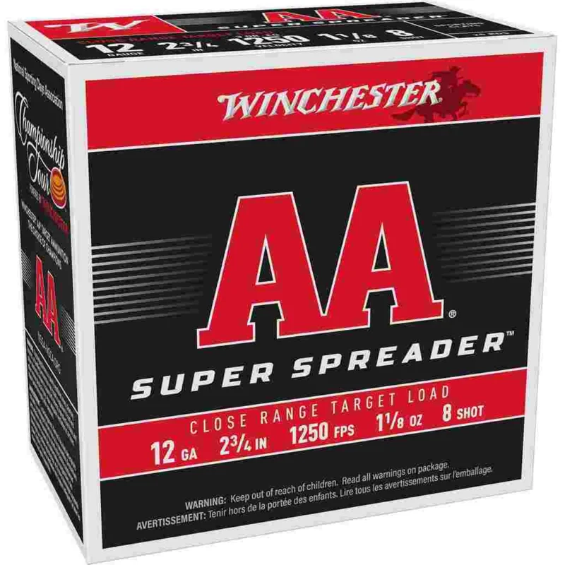 Winchester AA Super Spreader 12ga 2-3/4 in 1-1/8 oz #8 shot 25 rounds box