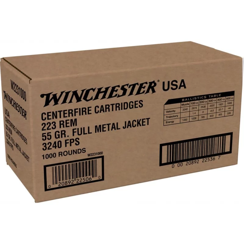Winchester USA Lake City .223 Rem 55 gr FMJ 1000rd bulk box