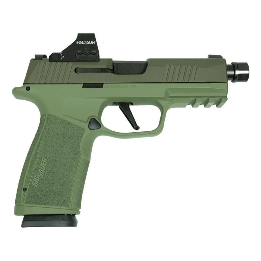 Sig Sauer P365 XMacro 9mm Luger handgun with 3.7" barrel, two-tone green TB finish and optic