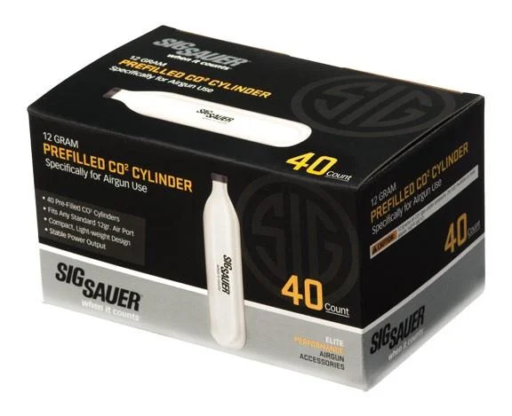 Sig Sauer 12-gram CO2 cartridges 40-pack, silver cylinders