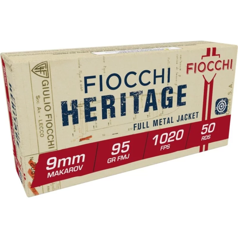 Fiocchi 9x18mm Makarov 95gr FMJ ammunition 50 round box