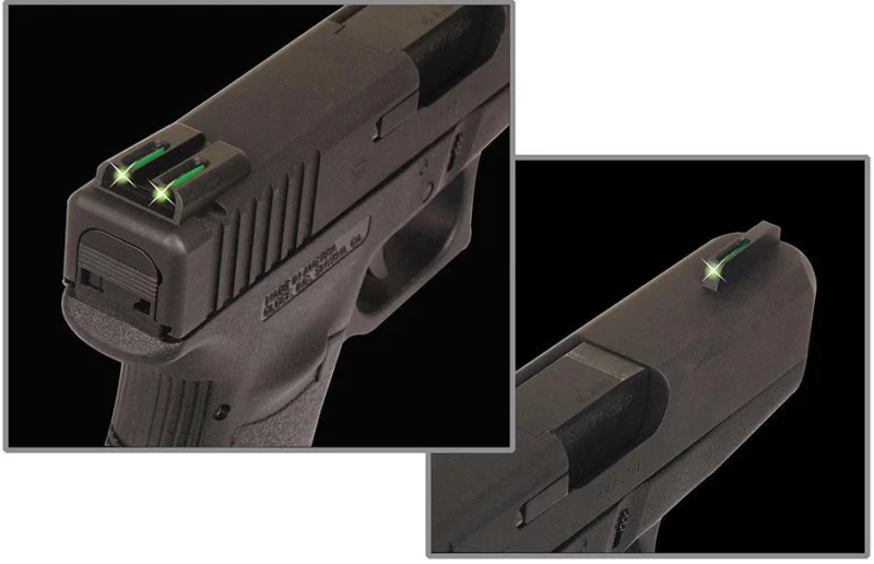 TruGlo TFO tritium fiber-optic day/night sights for Glock 42/43 set, green front and rear