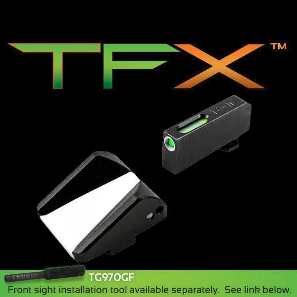TRUGLO TFX Tritium Fiber Optic XTREME handgun sights F.A.S.T. rear and TFX front in white for Glock fit