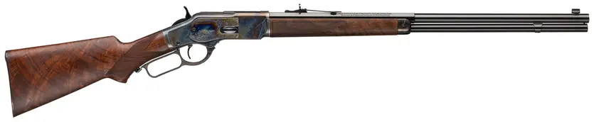 Winchester 1873 Deluxe Sporter .45 Long Colt half-round half-octagon barrel walnut stock
