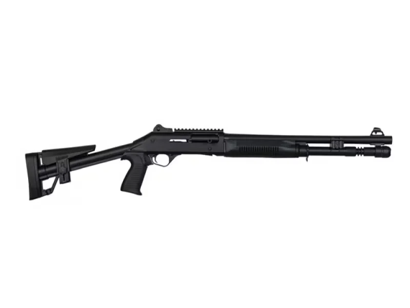 Panzer Arms M4 Tac 12GA semi-automatic shotgun, 18.5 inch barrel, fixed skeleton stock, black
