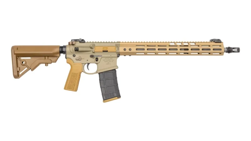 Noveske 5.56 AR rifle 16-inch M4 barrel 15-inch M-LOK rail FDE Cerakote with 30rd PMAG