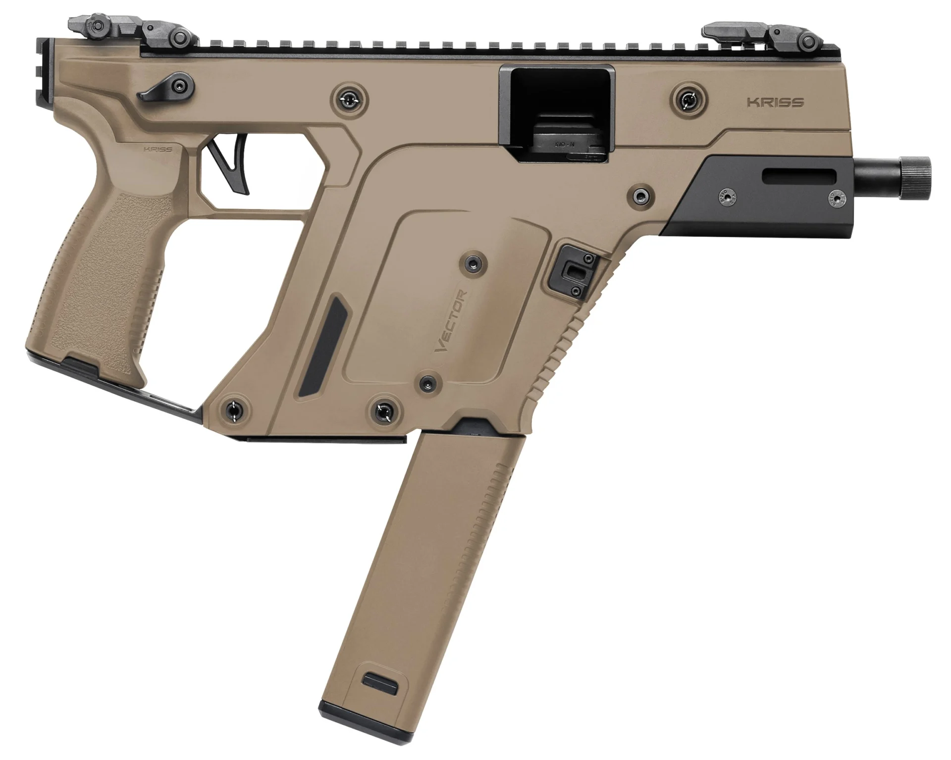 KRISS Vector SDP G3 10mm pistol 5.5-inch threaded barrel Flat Dark Earth side view