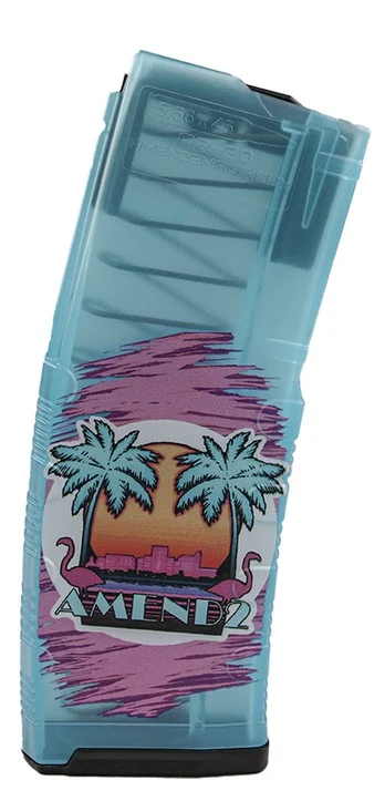 Amend2 MOD C 30rd translucent Miami Vice teal AR-15 magazine, .223/5.56 NATO