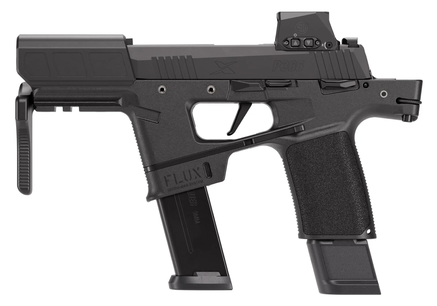 SIG Sauer P365 FLUX RXSL 9mm 6in ROMEOX optic spring-deployable brace black