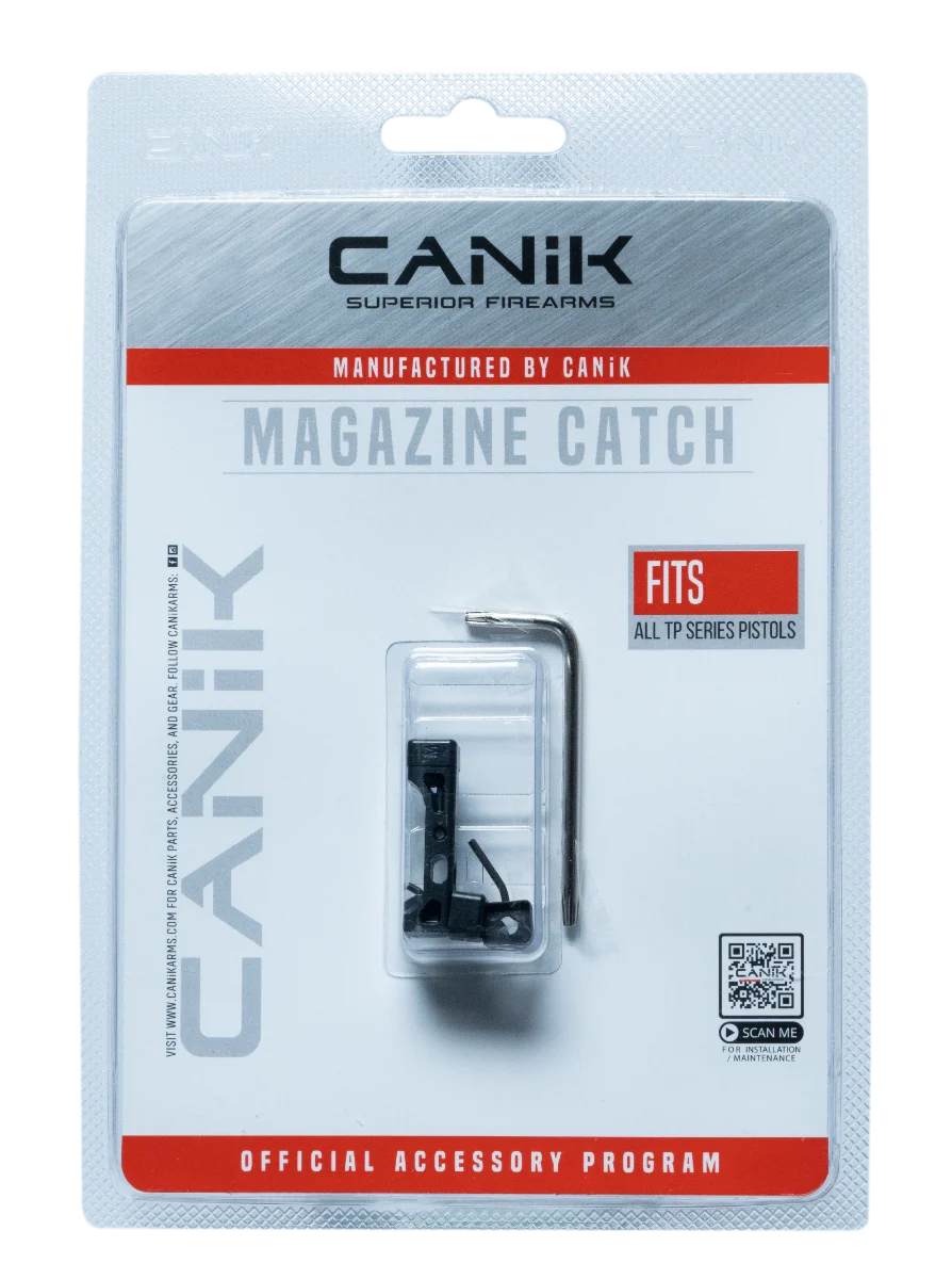Canik extended magazine catch assembly for TP series pistols, black Tenifer finish