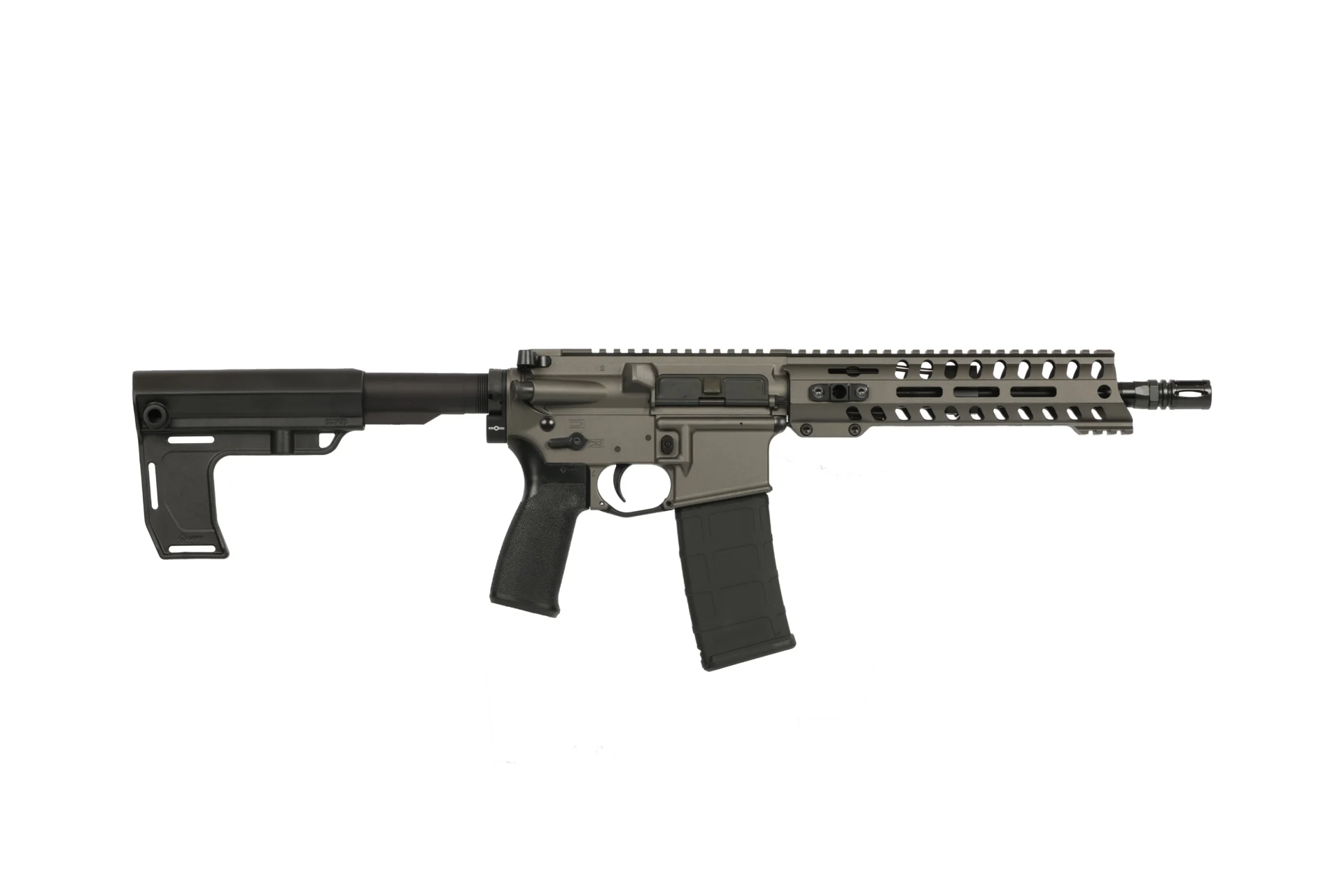 POF P-15 Constable 5.56 NATO 10.5 inch Tungsten Cerakote pistol with MFT Blade stabilizer