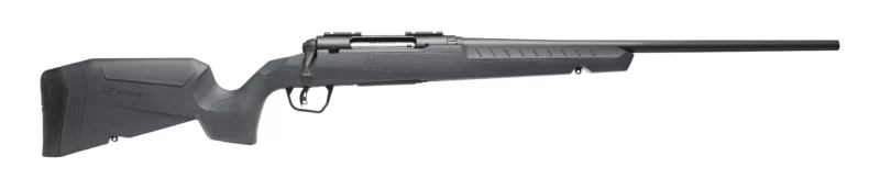 Savage Axis II Compact .350 Legend rifle with gray synthetic stock and drilled receiver