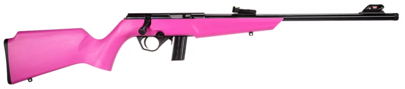 Rossi RB22 Compact .22 LR bolt-action rifle with pink synthetic Monte Carlo stock