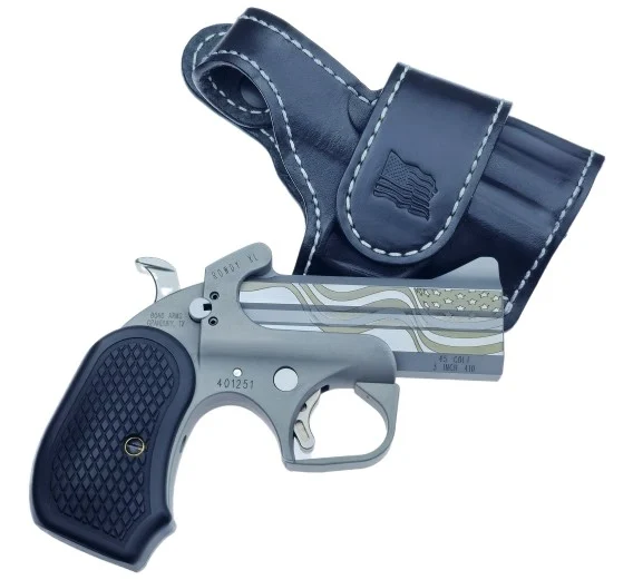 Bond Arms Rowdy XL Flag Package .45 LC/.410 3.5-inch stainless derringer with engraved American flag and leather holster