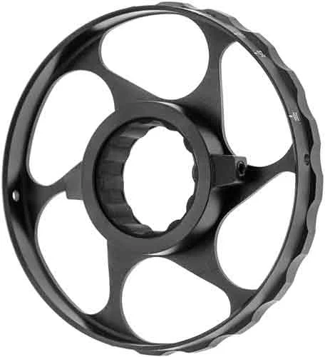 UTG side parallax wheel add-on for BugBuster scopes, black, angled view