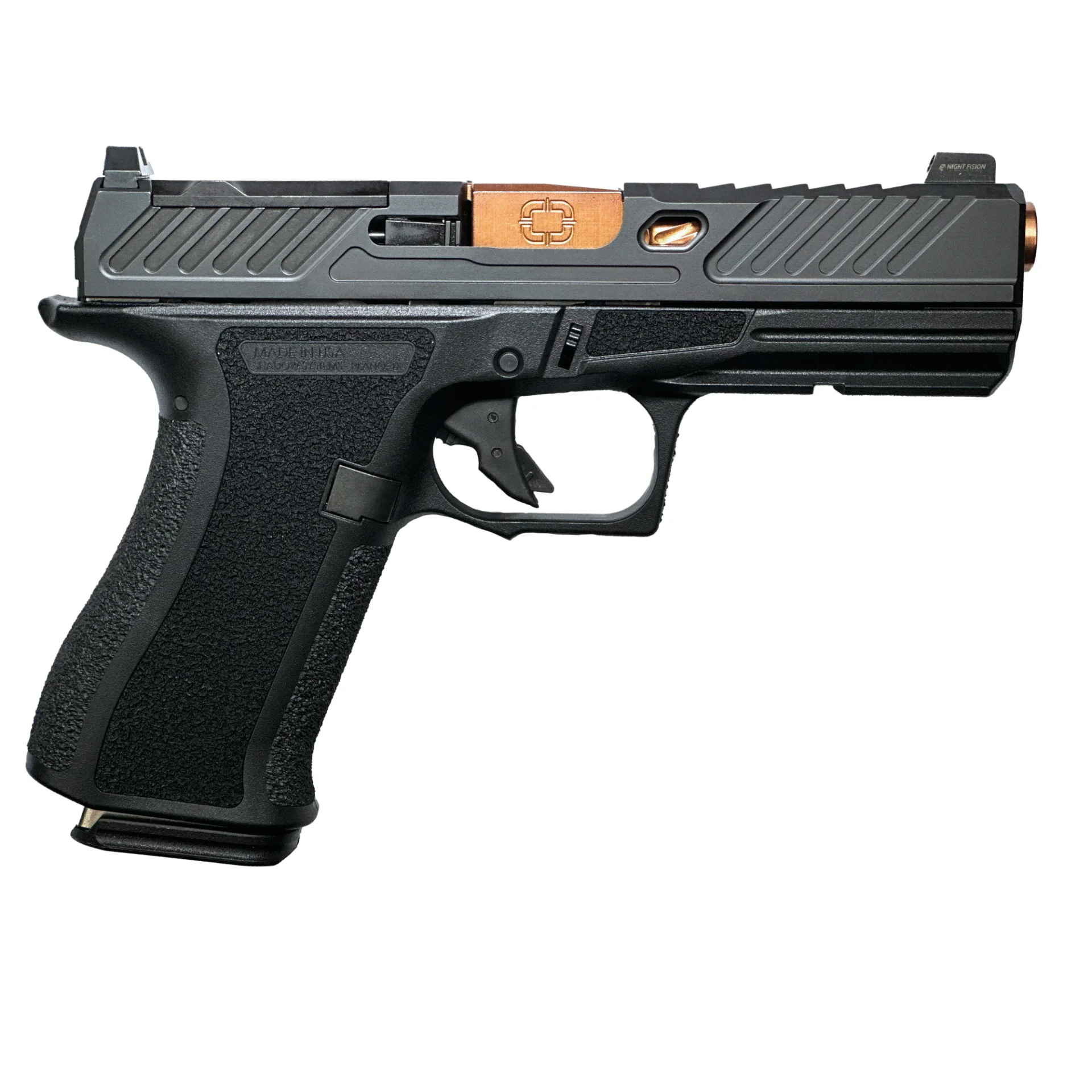 Shadow Systems CR920XL Elite 9mm pistol black frame with spiral-fluted bronze barrel