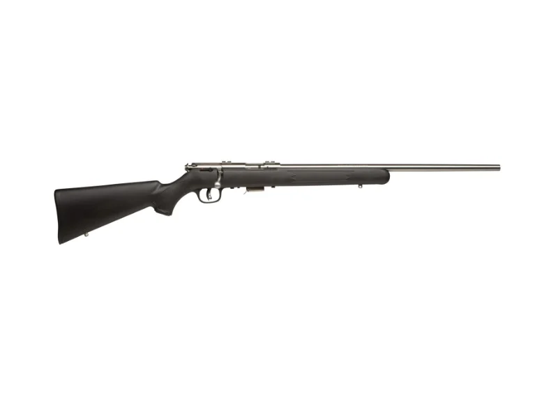 Savage 93R17 FSS .17 HMR bolt-action rifle with stainless barrel and black synthetic stock