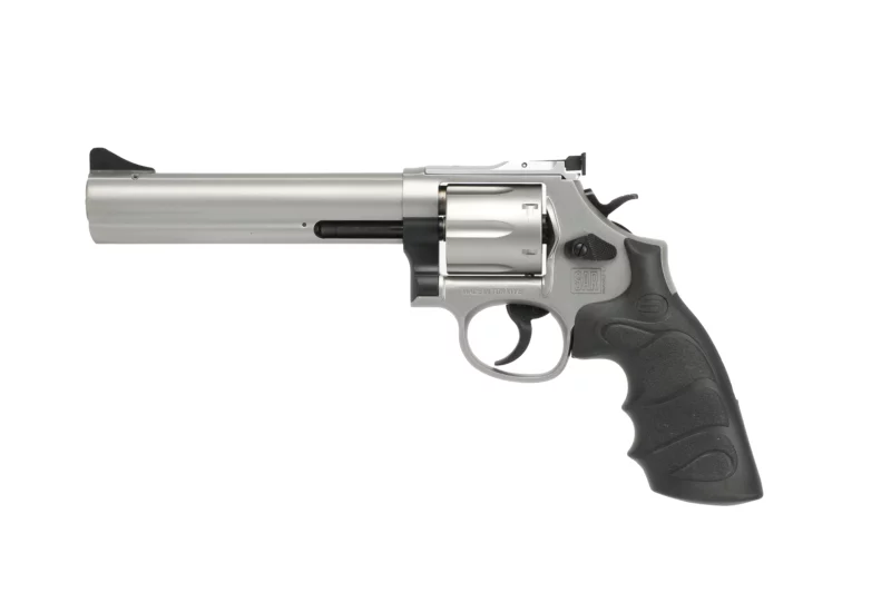 SAR Arms SR 38 6-inch stainless revolver with black finger-groove grip