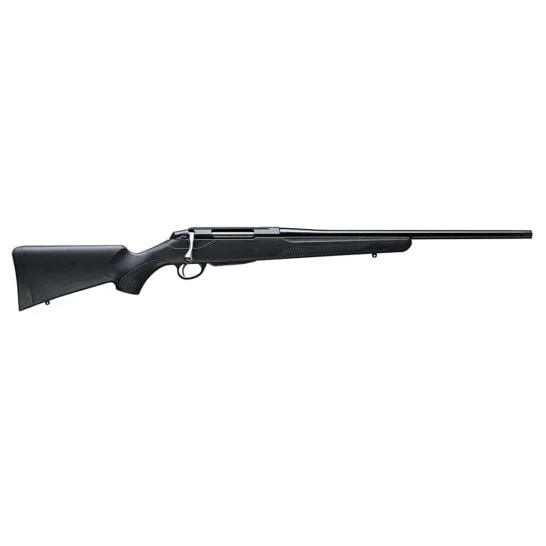 Tikka T3x Lite 6.5 PRC 22 inch threaded matte blued rifle with fixed black synthetic stock, right hand