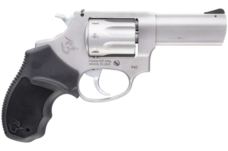 Taurus 942 .22 LR 3-inch 8-shot revolver matte stainless with black rubber grip
