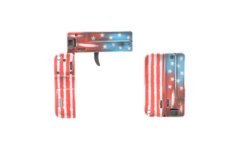 Trailblazer Firearms Lifecard .22 LR single-shot pistol with American flag Cerakote finish