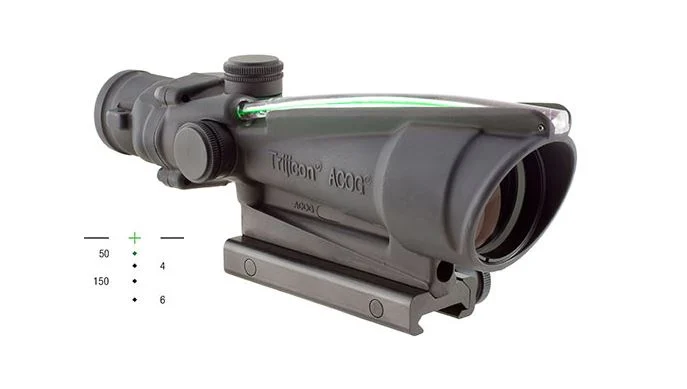 Trijicon ACOG 3.5x35mm scope with illuminated green crosshair reticle, black finish, calibrated for .300 AAC Blackout