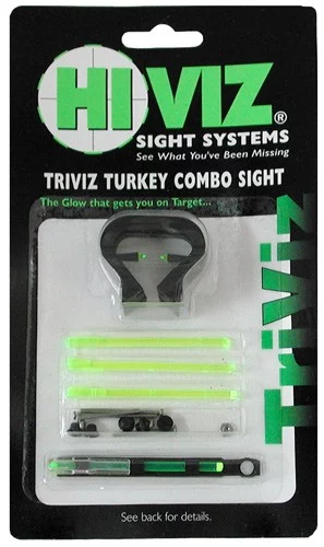Hi-Viz TriViz TT1001 shotgun vent-rib fiber optic sight set with green LitePipes