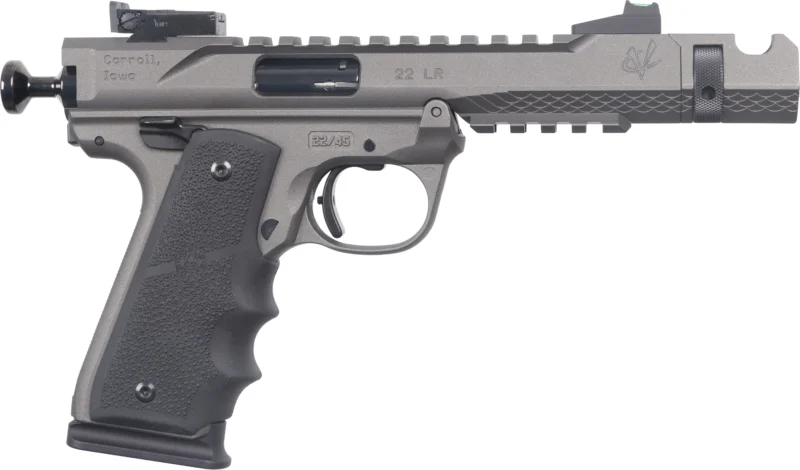 Volquartsen Mamba black .22 LR semi-auto handgun with 4.5-inch threaded barrel