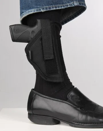 Bulldog Cases right-hand black ankle holster for compact autos with 2.5-3.75 inch barrels