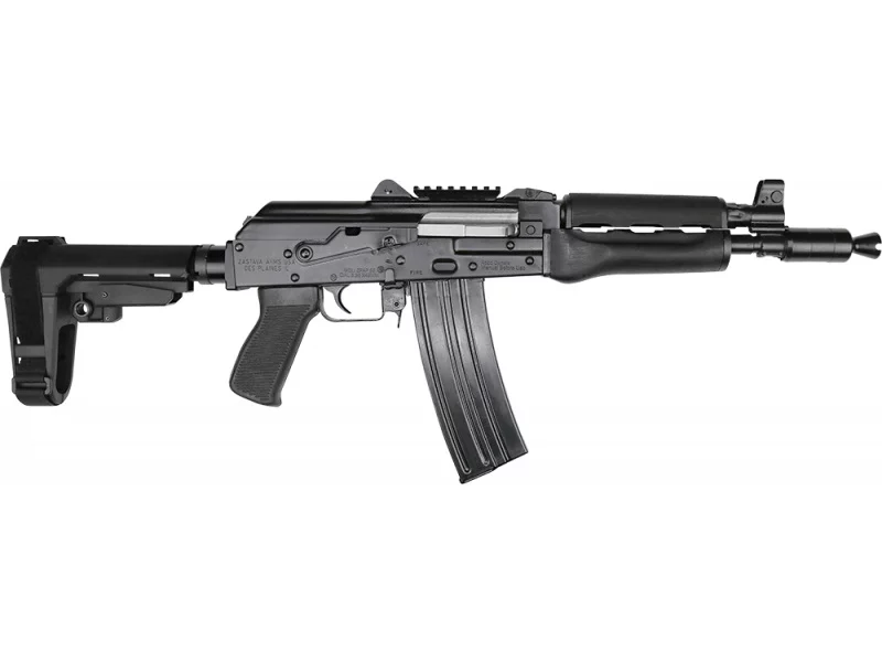 Zastava ZPAP85 AK pistol in 5.56 NATO with dark wood furniture and SBA3 brace